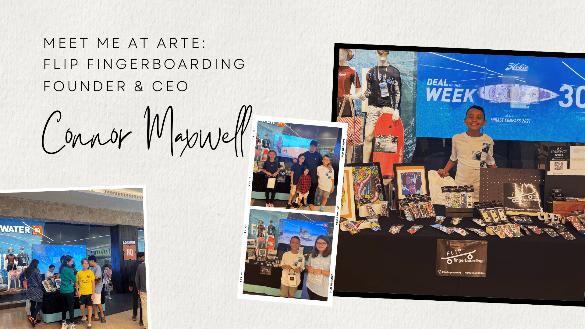 Connor, founder of Flip Fingerboarding at ARTE Market Dubai